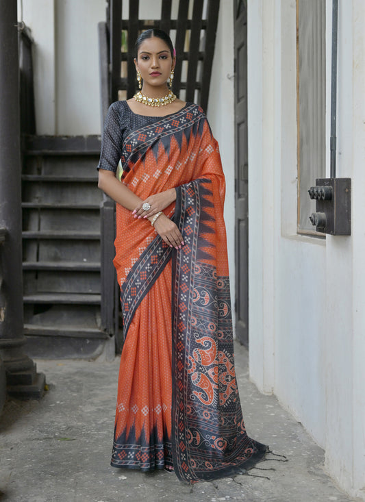 Red Soft Tussar Silk Zari Woven Saree For Festival