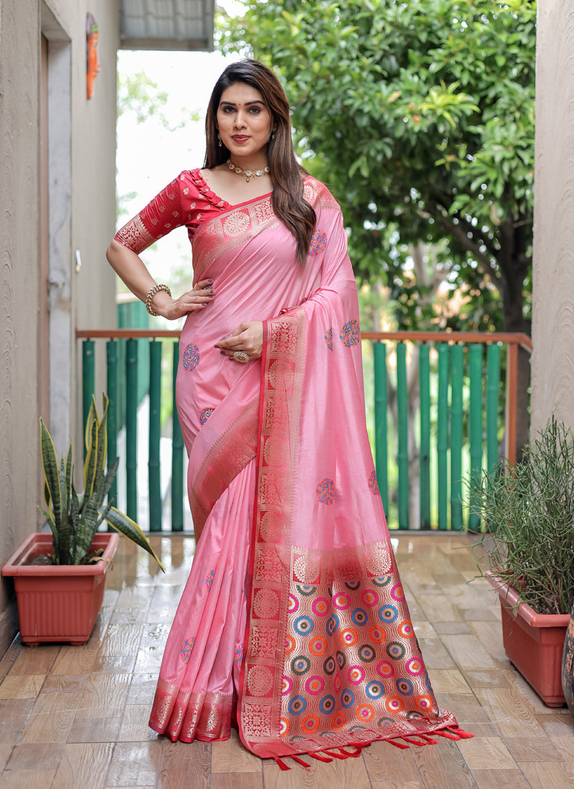 Pink Silk Weaving Designer Saree