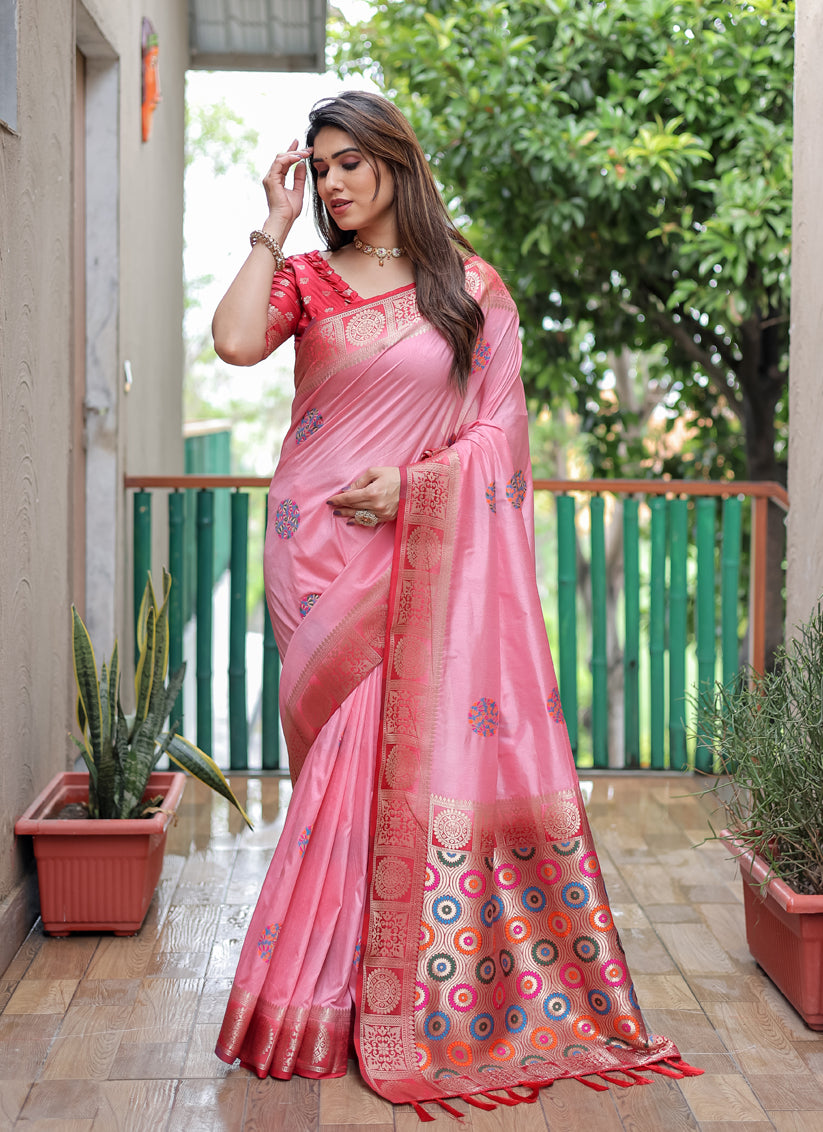 Pink Silk Weaving Designer Saree