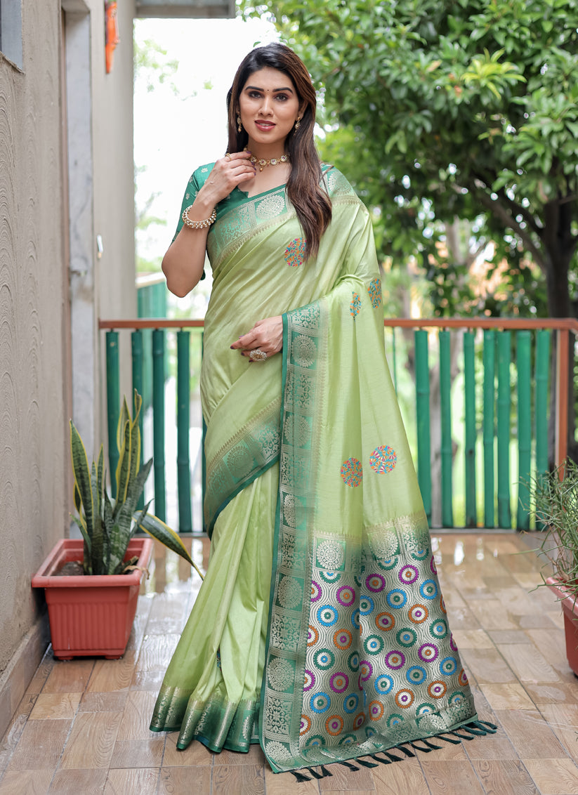 Pista Green Silk Weaving Designer Saree