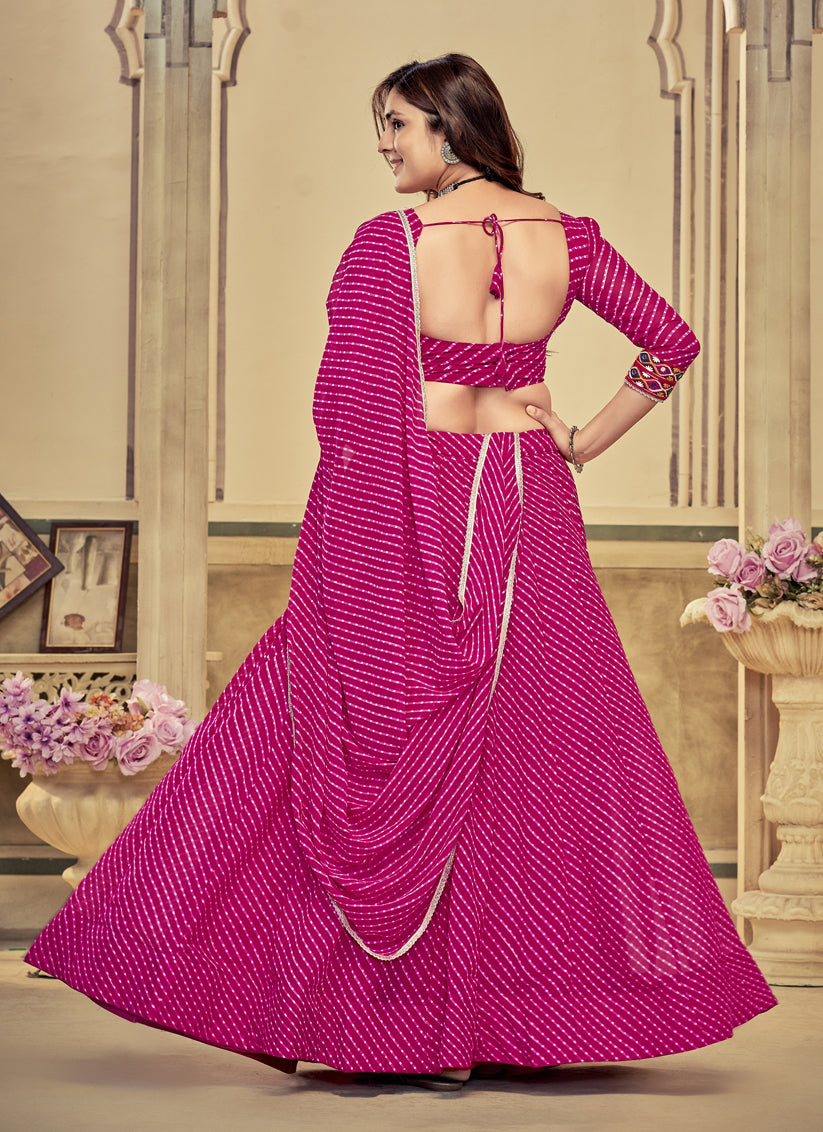 Magenta Georgette Gamthi Work Chaniya Choli