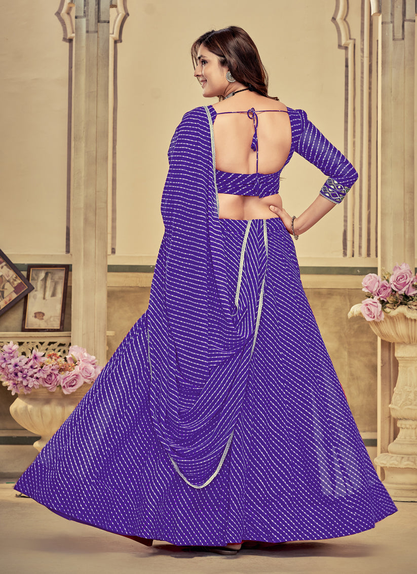 Purple Georgette Gamthi Work Chaniya Choli