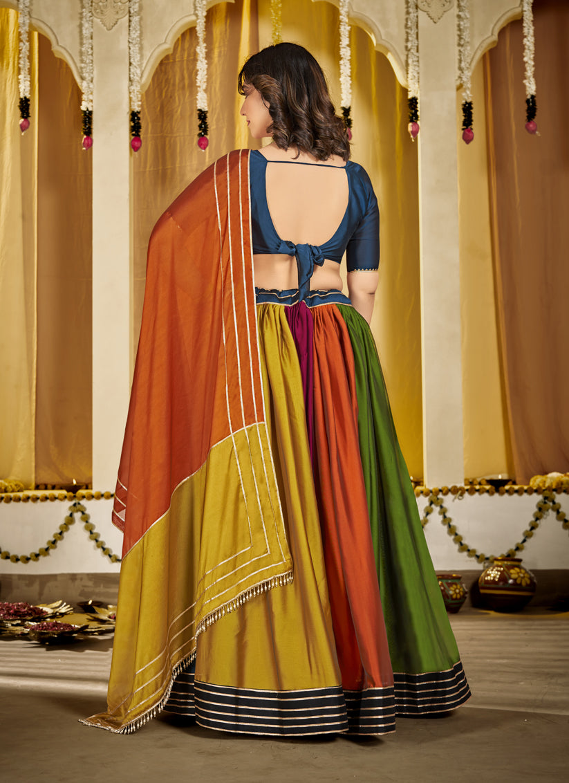 Multicolor Silk Gamthi Work Chaniya Choli