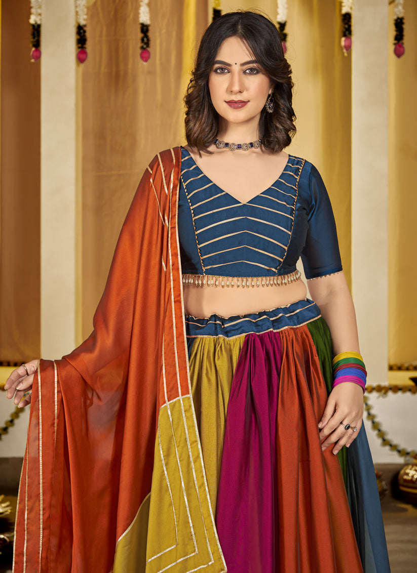 Multicolor Silk Gamthi Work Chaniya Choli