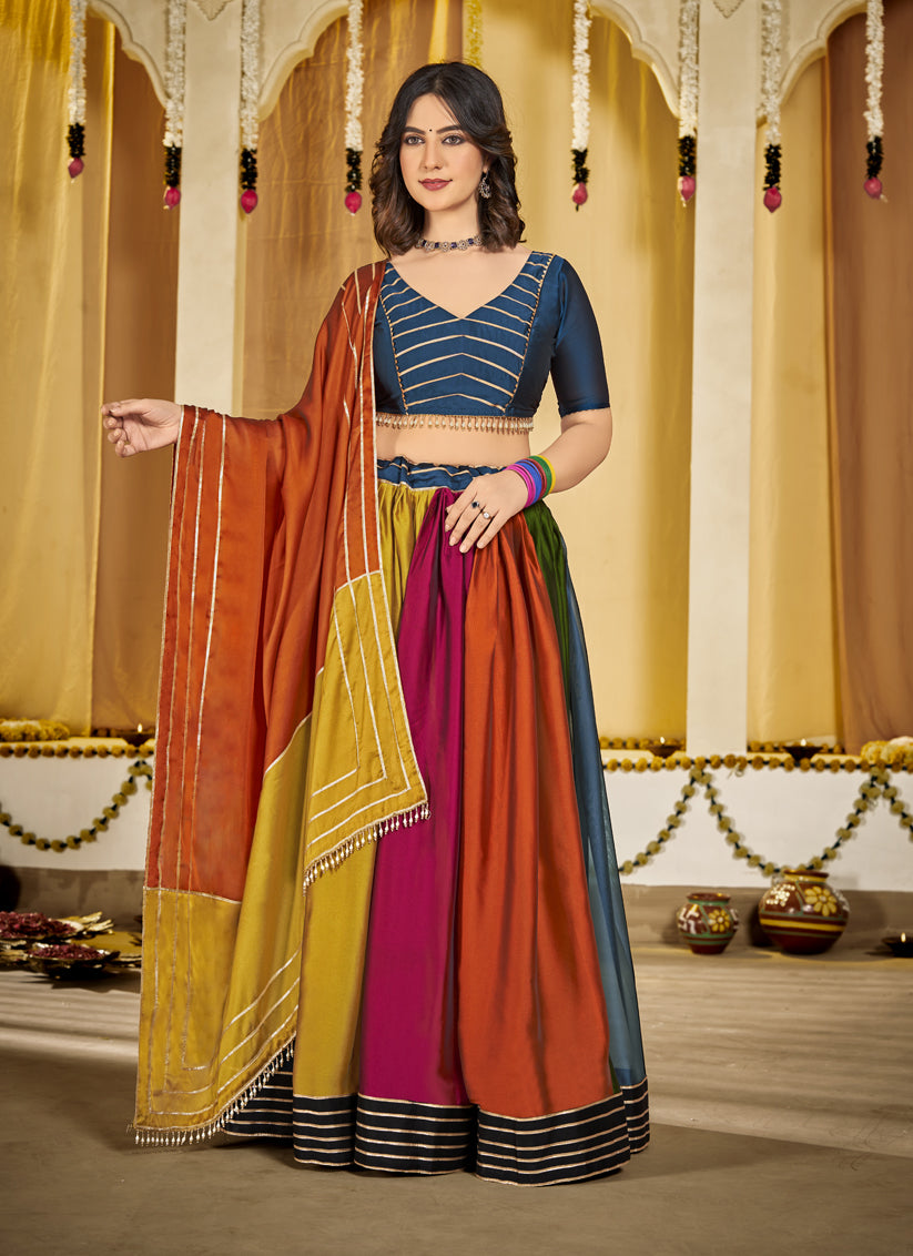 Multicolor Silk Gamthi Work Chaniya Choli