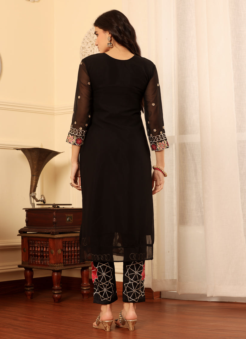 Black Georgette Embroidered Pakistani Suits