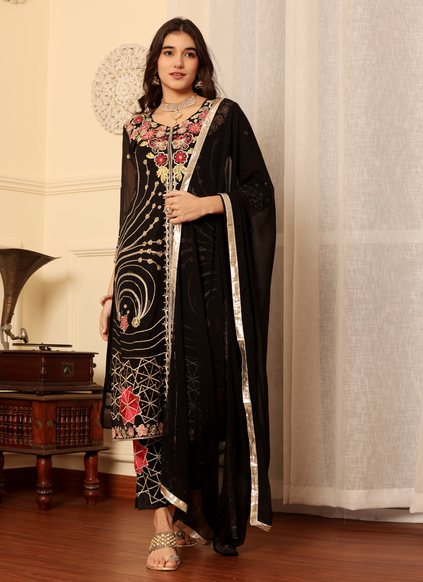 Black Georgette Embroidered Pakistani Suits