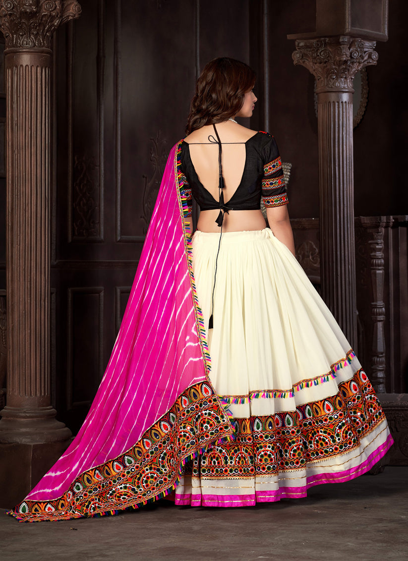 Off White Georgette Navratri Special Chaniya Choli