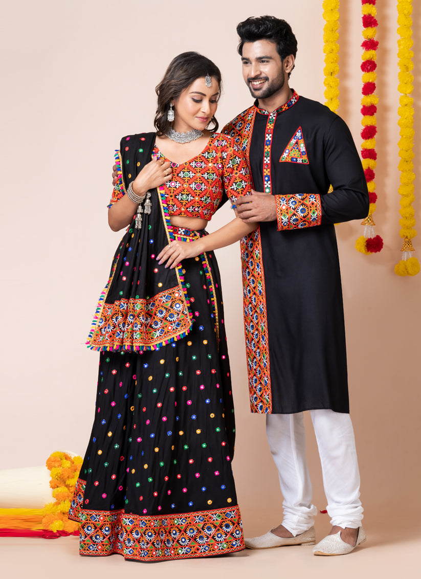 Black Rayon Gamthi Work Navratri Special Combo