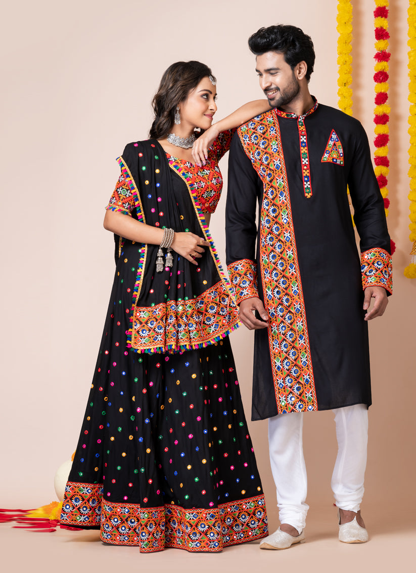 Black Rayon Gamthi Work Navratri Special Combo