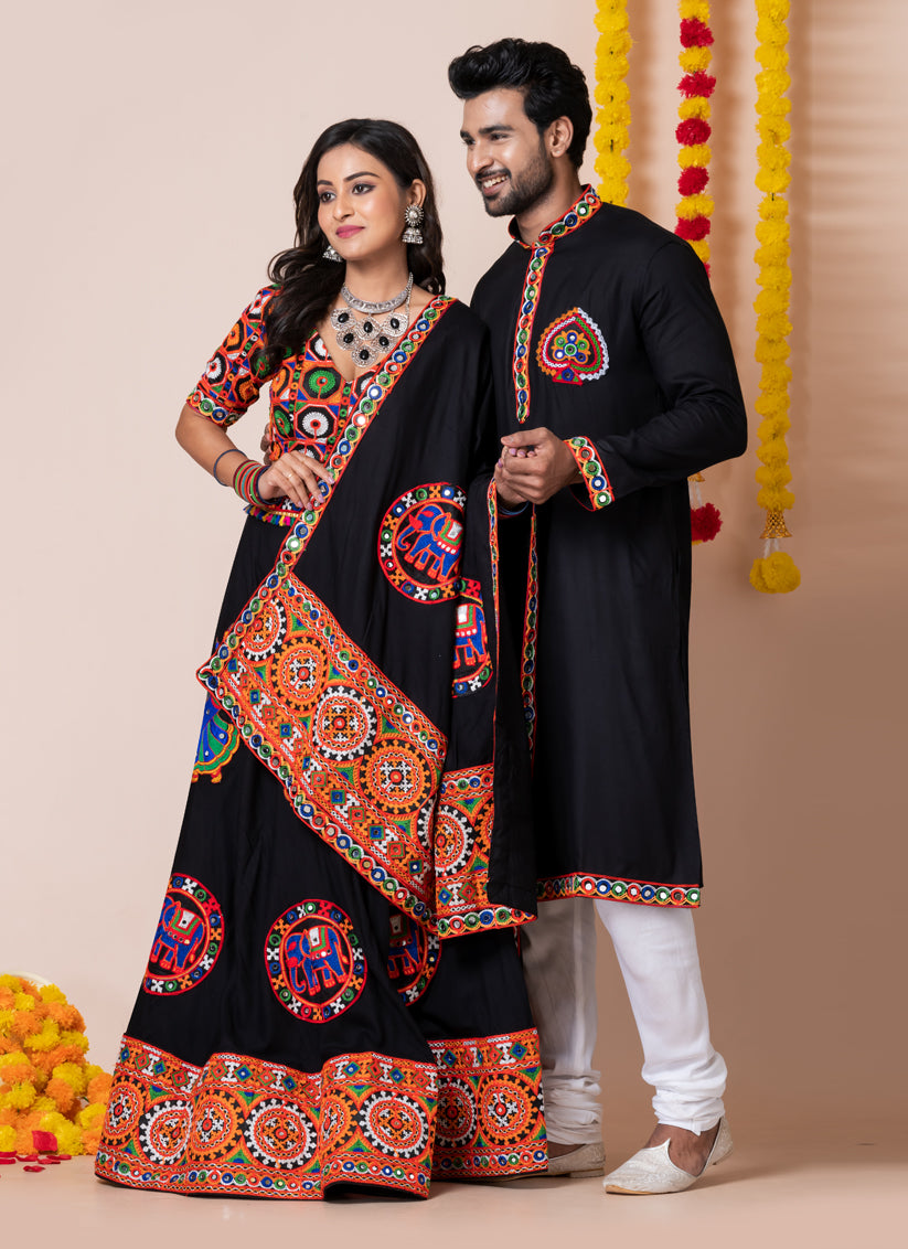 Black Rayon Gamthi Work Navratri Special Combo