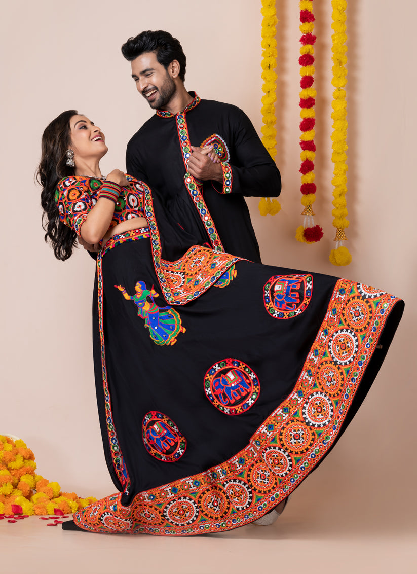 Black Rayon Gamthi Work Navratri Special Combo