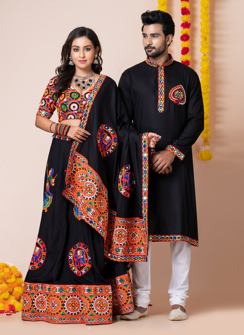 Black Rayon Gamthi Work Navratri Special Combo