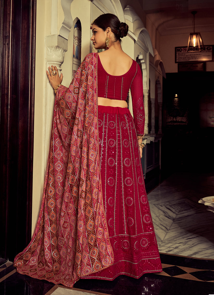 Raspberry Pink Georgette Designer Lehenga Choli