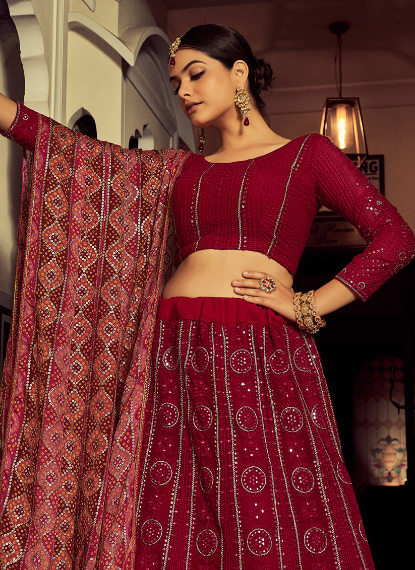 Raspberry Pink Georgette Designer Lehenga Choli