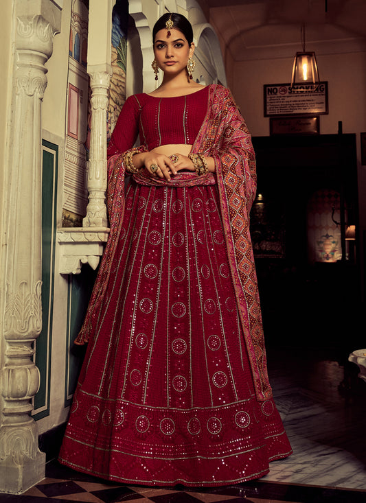 Raspberry Pink Georgette Designer Lehenga Choli