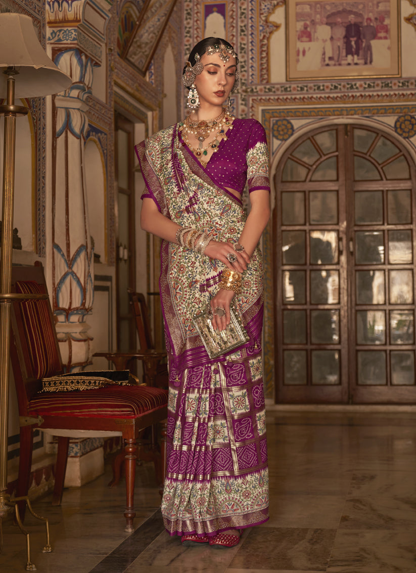 Magenta Silk Embellished Saree