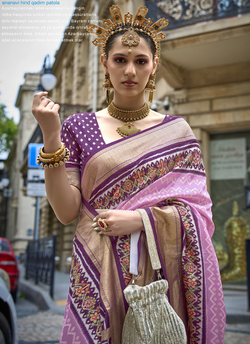 Pink Silk Printed Designer Saree