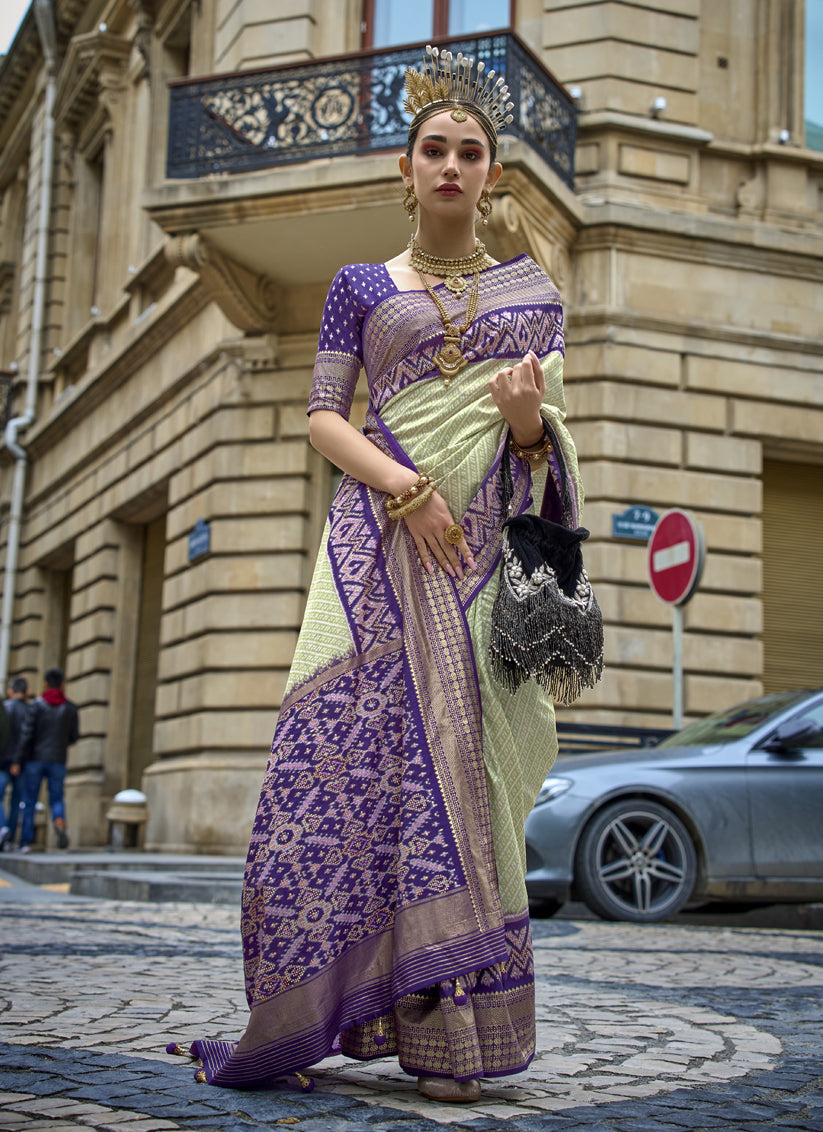 Pista Green Silk Printed Designer Saree