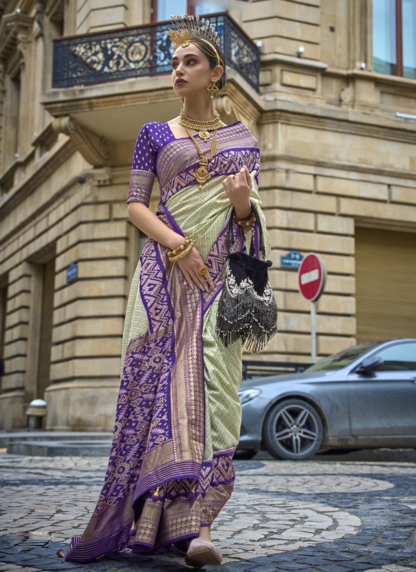 Pista Green Silk Printed Designer Saree