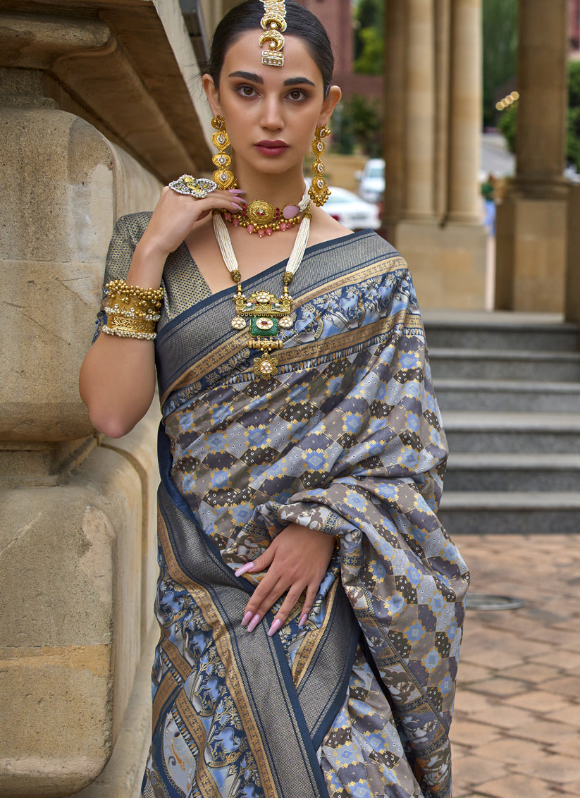 Multicolor Embellished Silk Saree