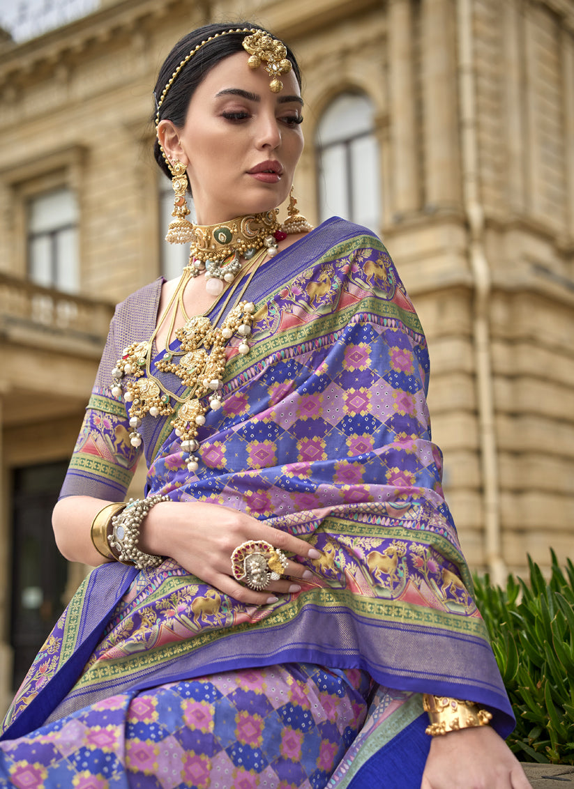 Multicolor Embellished Silk Saree