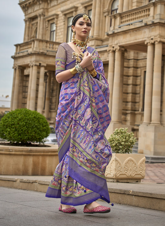 Multicolor Embellished Silk Saree