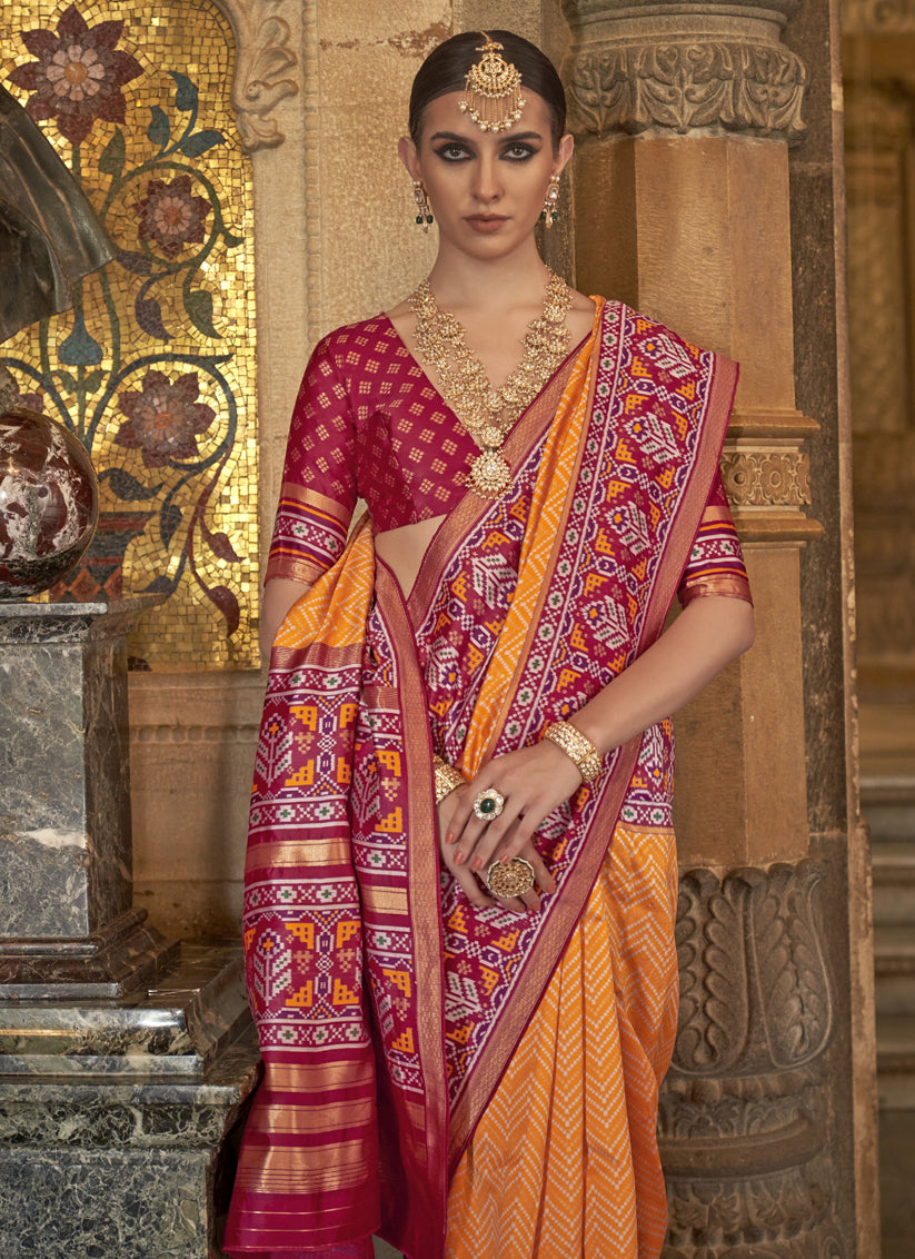 Golden Yellow Banarasi Weaving Silk Saree for Wedding