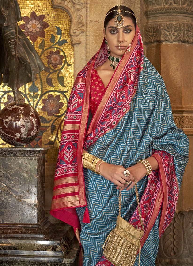 Azure Blue Banarasi Weaving Silk Saree for Ceremonial