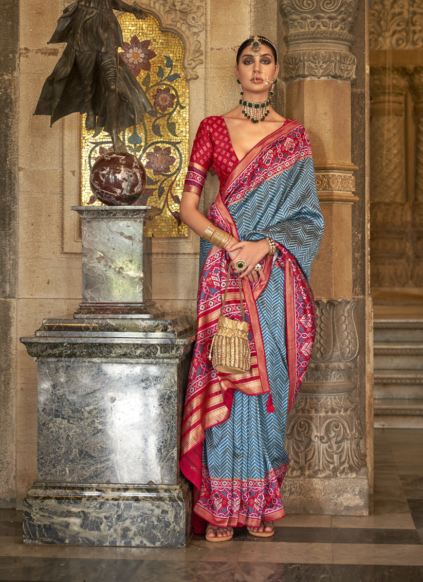 Azure Blue Banarasi Weaving Silk Saree for Ceremonial