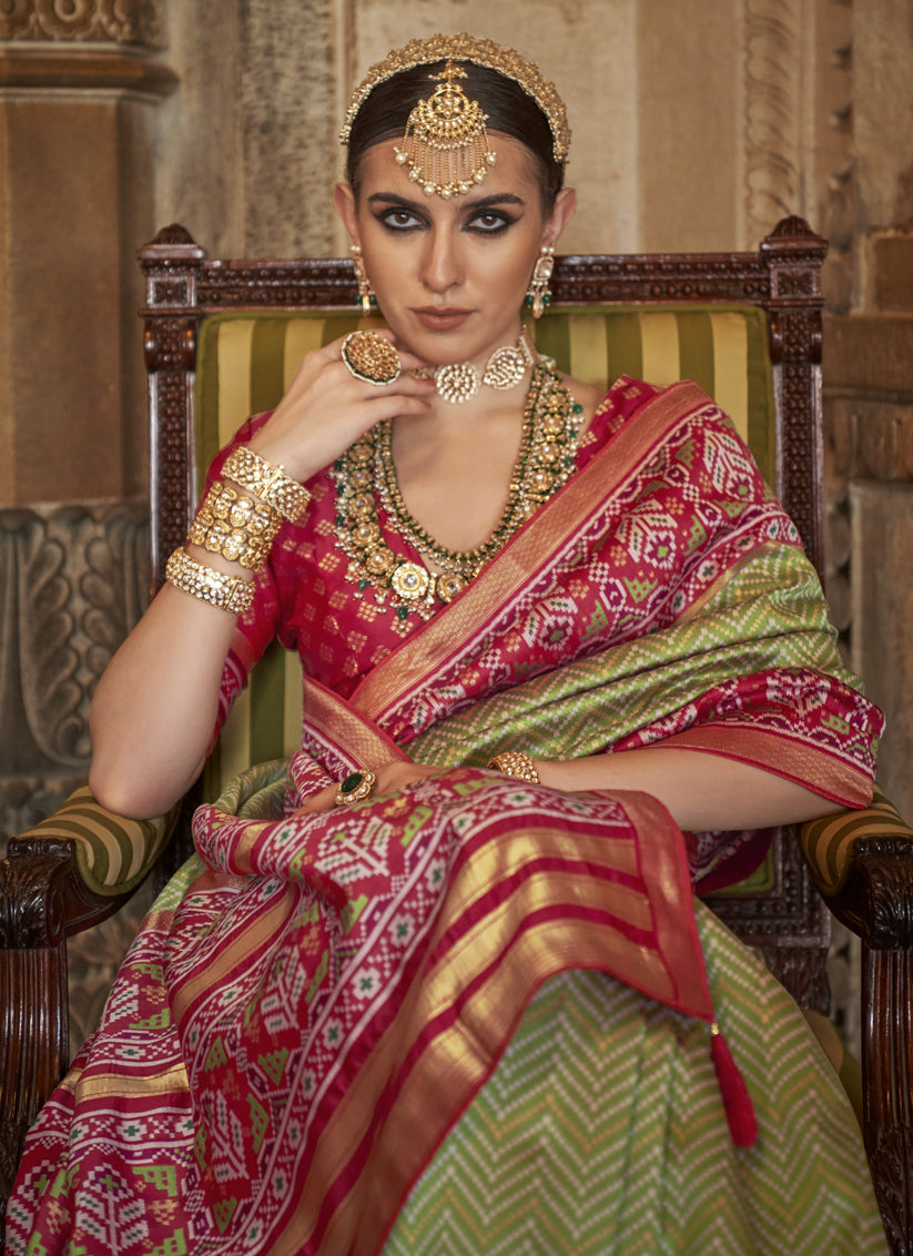 Pear Green Banarasi Weaving Silk Saree for Wedding