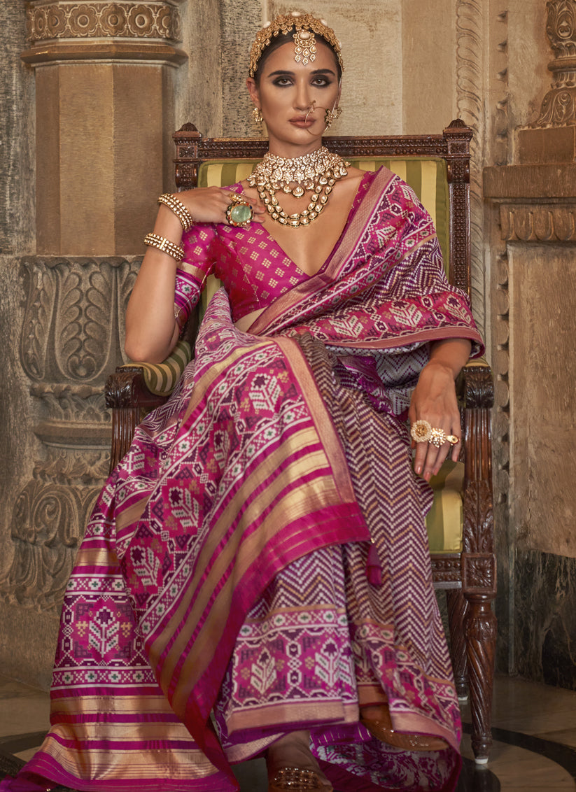 Magenta Banarasi Weaving Silk Saree for Ceremonial