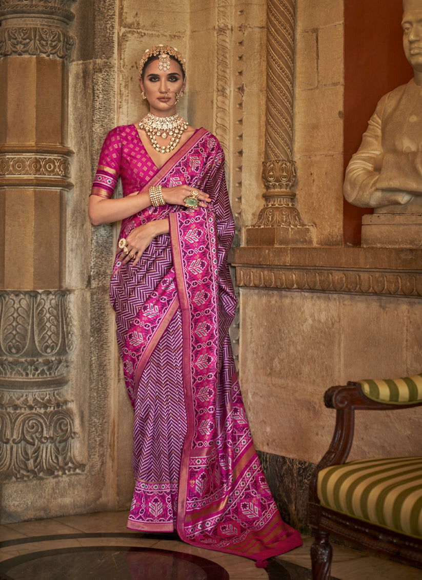 Magenta Banarasi Weaving Silk Saree for Ceremonial