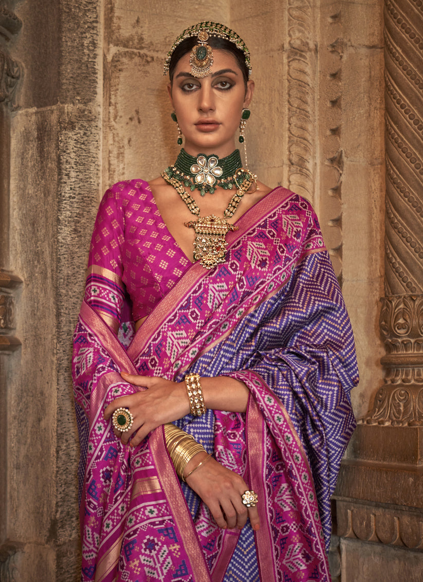 Purple Banarasi Weaving Silk Saree for Ceremonial