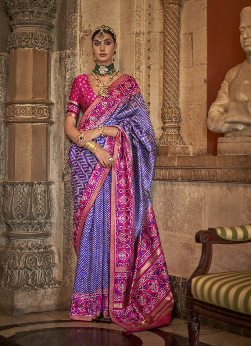 Purple Banarasi Weaving Silk Saree for Ceremonial