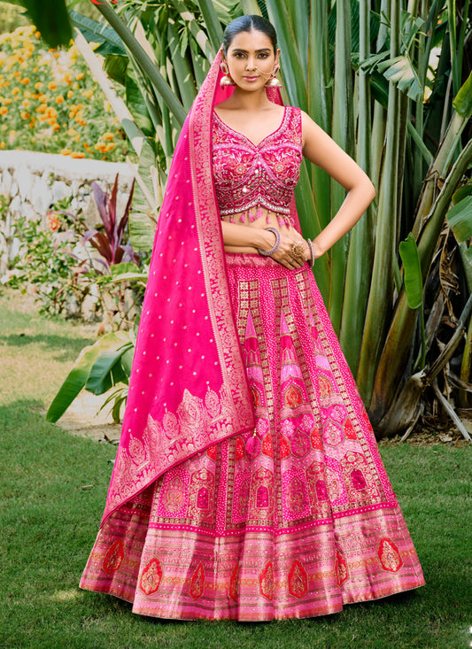 Rani Pink Silk Readymade Designer Lehenga Choli