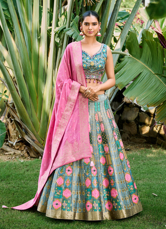 Multicolor Silk Readymade Designer Lehenga Choli