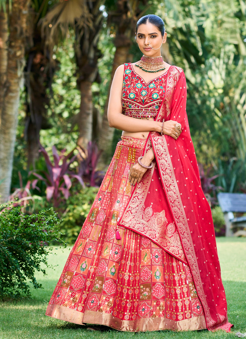 Multicolor Silk Readymade Designer Lehenga Choli