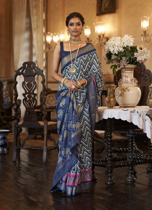 Multicolor Rajwadi Patola Silk Woven Saree