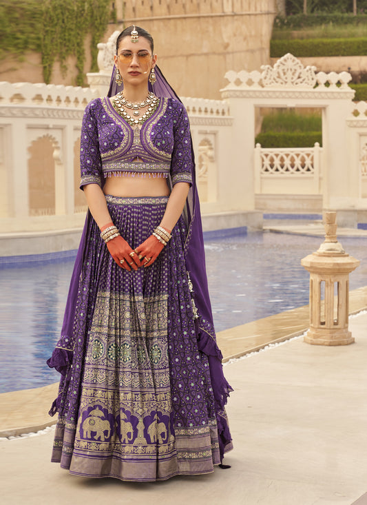 Purple Viscose Silk Designer Lehenga Choli