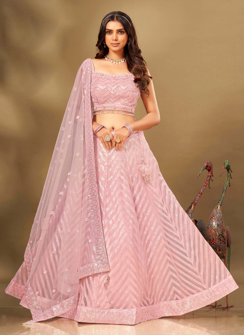 Soft Pink Readymade Designer Lehenga Choli Set