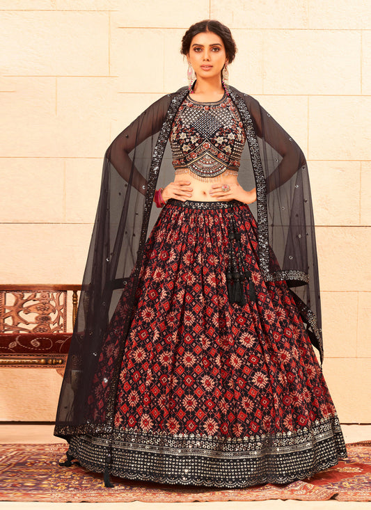 Black Readymade Designer Lehenga Choli Set