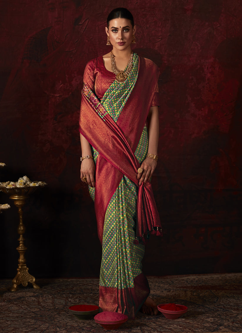 Multicolor Silk Digital Print Saree for Festival