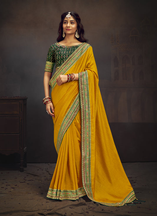 Sunny Yellow Silk Saree with Embroidered Blouse