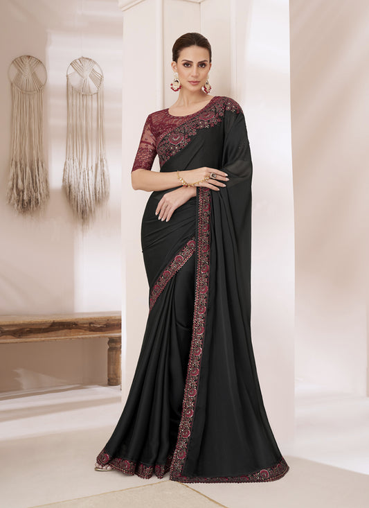 Black Embroidered Saree with Designer Blouse