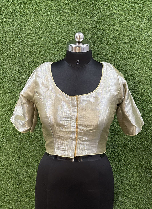 Golden silk weaving print readymade blouse
