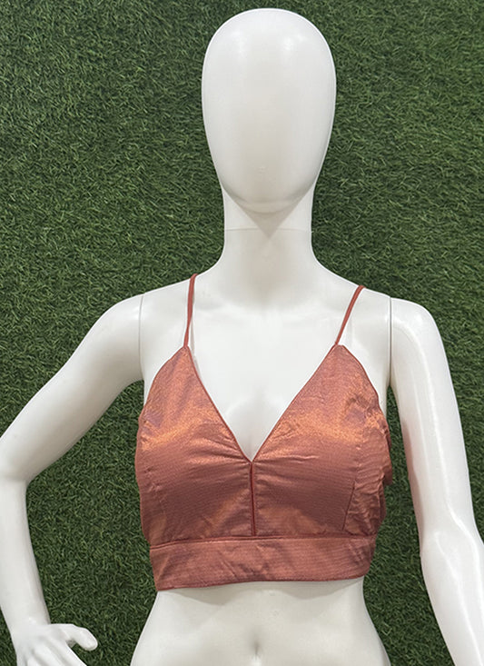 Rust artsilk weaving print readymade blouse