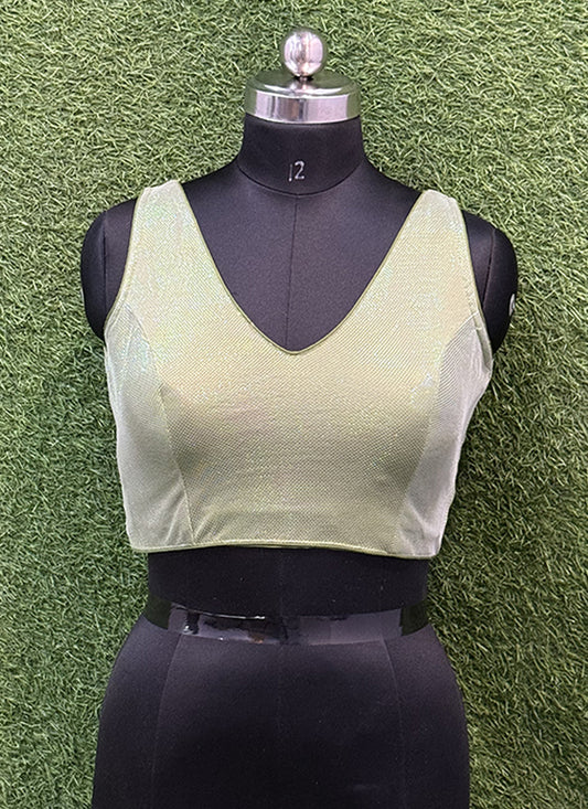 Green Lycra thread work readymade blouse