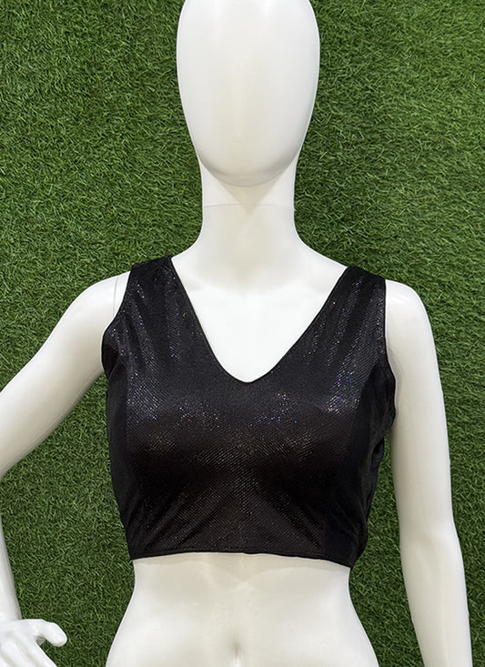 Black Lycra thread work readymade blouse