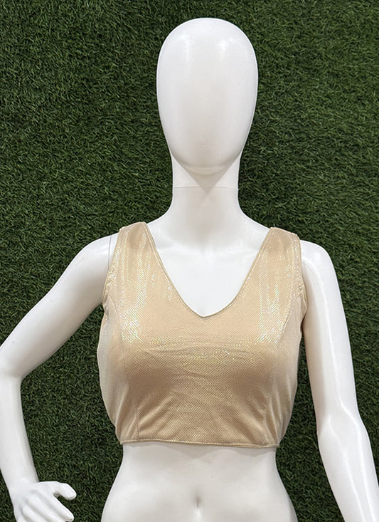 Cream Lycra thread work readymade blouse